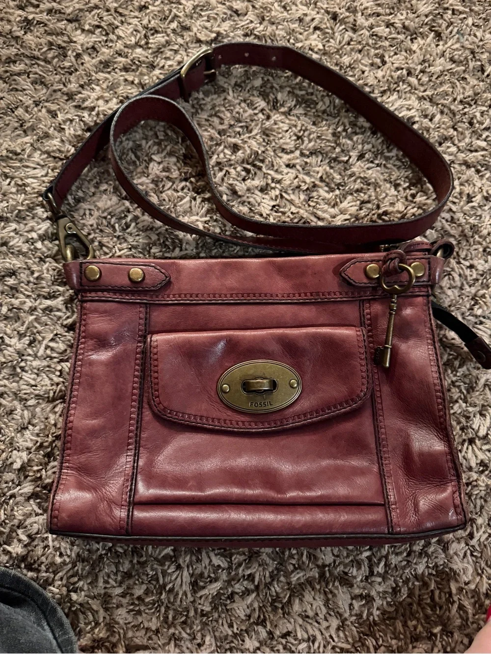 Fossil Burgundy Leather Crossbody Bag